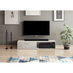 Televizní stolek ETALON, bílý mat/beton