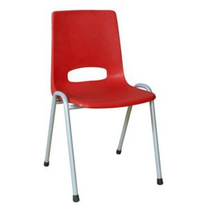 Plastová jídelní židle Pavlina Grey, červená, šedá konstrukce