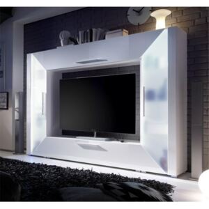 Luxusní obývací stěna ADGE bílá extra vysoký lesk Tempo Kondela