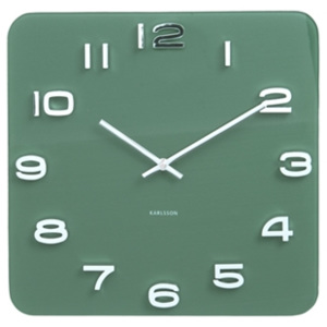 Karlsson Skleněné nástěnné hodiny - Karlsson Vintage Jungle Green Square, 35x35 cm