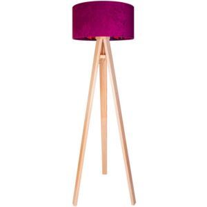Dřevěná stojací lampa CLASSIC VINTAGE, 1xE27, 60W, hnědá, fialová