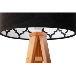 Dřevěná stojací lampa GLAMOUR, 1xE27, 60W, hnědá, černá, vzorovaná