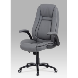 Kancelářská židle, šedá ekokůže, kříž kov černý, houpací mechanismus