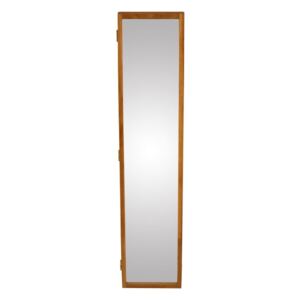 Nástěnné zrcadlo s boxem na klíče z masivního dubového dřeva Canett Uno, 20 x 90 cm