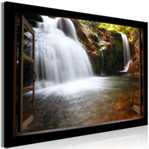 3D obraz okno na vodopád + háčky, hřebíčky ZDARMA Velikost (šířka x výška): 90x60 cm