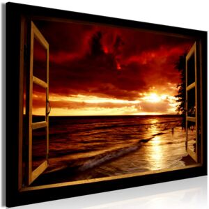 3D obraz okno na západ slunce + háčky, hřebíčky ZDARMA Velikost (šířka x výška): 90x60 cm
