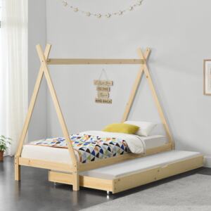[en.casa] Dětská postel "Teepee" AAKB-8720 borovice 90x200 cm s přistýlkou