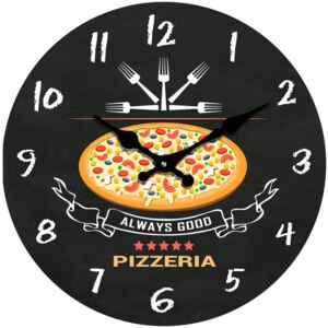 Postershop Nástěnné skleněné hodiny: Always Good Pizzeria - 34 cm