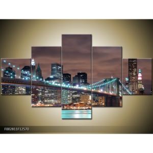 Obraz osvětleného New Yorku s mostem (F002811F12570)