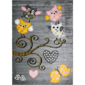 Dětský kusový koberec Playtime 420A sovičky | žlutý Typ: 80x150 cm