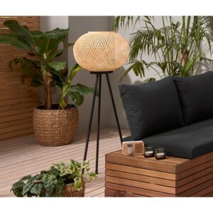 Stojací lampa s LED Trojnožka s bambusovým pletivem