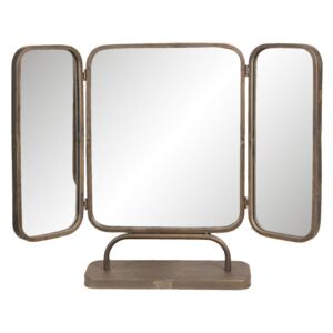 Stolní třídílné zrcadlo s kovovým rámem - 66*14*50 cm