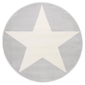 Livone Dětský kulatý koberec - Hollywood Star barva: stříbrošedá, Velikost: průměr 133