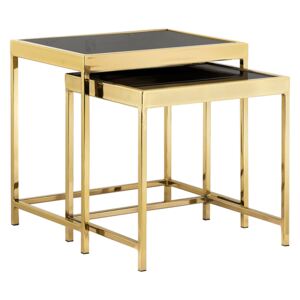 TEMPO Set 2 konferenčních stolků, gold chrom zlatá/černá, VITOR