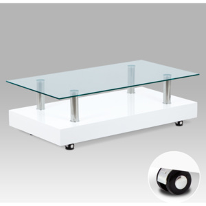 Artium Konferenční stolek, bílá vysoký lesk / sklo čiré - AF-2032 WT