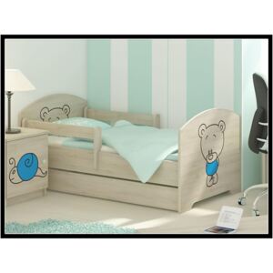 SKLADEM: Dětská postel s výřezem MÉĎA - modrá 140x70 cm + matrace ZDARMA!