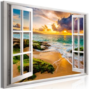 3D obraz okno na pobřeží + háčky, hřebíčky ZDARMA Velikost (šířka x výška): 90x60 cm