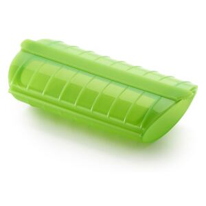 Zelená silikonová nádoba na pečení s táckem v páře pro 1 - 2 porce Lékué Steam Case