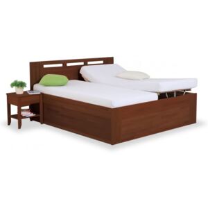 Zvýšená postel dvoulůžko s úložným prostorem VALENCIA senior, čelní výklop, ořech , 180x200 cm