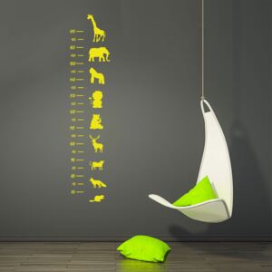 GLIX Dětský metr - Zvířata 1 - samolepka na zeď Žlutá 25x120 cm