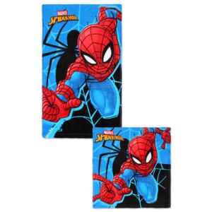 Setino Dětský ručník na ruce + ručníček na obličej Spiderman - set 2 ks - 30x50, 30x30 cm - modrá