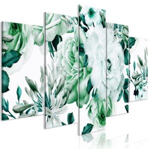 Obraz - Rose Composition - pětidílný široký Green 100x50