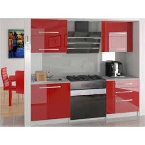 Moderní kuchyně Daisy červená lesklá 120 cm 02 - Dlouhá úchytka