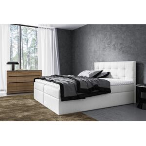 Moderní čalouněná postel Riki s úložným prostorem světle béžová 180 x 200 + topper zdarma