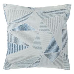 Dekorativní polštář s geometrickým vzorem trojúhelníků v modré a šedé barvě 45 x 45 cm BRUNNERA