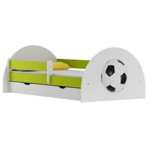 Dětská postel fotbal s matrací roštem šuplíkem a zábranami
