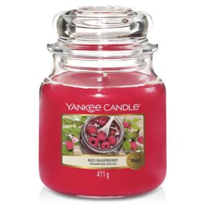 Yankee Candle - vonná svíčka Red Raspberry (Červená malina) 411g (Štiplavě sladké aroma vzácného daru přírody. Není nic chutnějšího než čerstvě utržené maliny.)