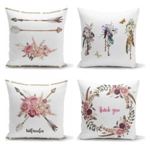 Sada 4 dekorativních povlaků na polštáře Minimalist Cushion Covers Flower Key, 45 x 45 cm