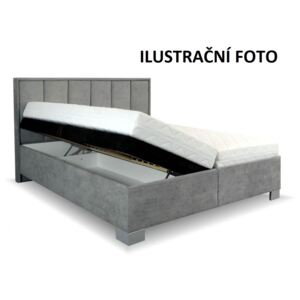 Zvýšená čalouněná postel Karin, s úložným prostorem, 160x200, BÍLÁ EKOKŮŽE