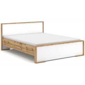 Hector Dřevěná postel Above 160x200 dvoulůžko - dub wotan/bílé