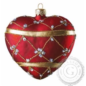 Vánoční srdce červené zlatý dekor
