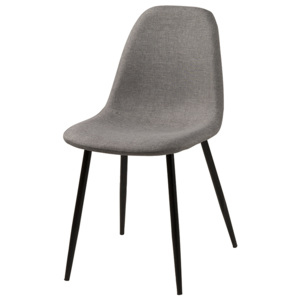 Jídelní židle čalouněná látkou ve světle šedé barvě s černou podnoží SET 4 ks DO182