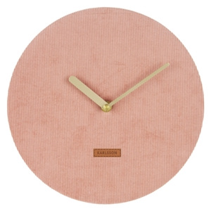 Karlsson Růžové nástěnné hodiny - Karlsson Corduroy, OE 25 cm