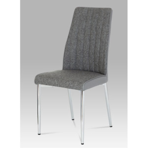 Autronic Jídelní židle šedá látka + koženka / chrom DCH-352 GREY2