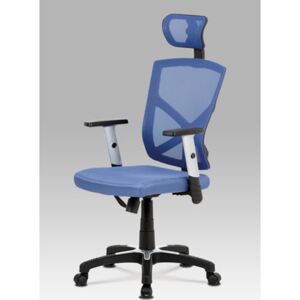 Autronic - Kancelářská židle, modrá MESH+síťovina, plastový kříž, houpací mechanismus - KA-H104 BLUE