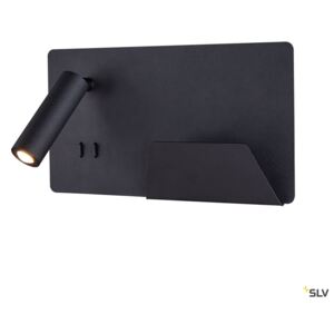 SLV 1003456 Somnila Flex, nástěnné svítidlo k posteli, LED 13W 3000K, černá, verze vpravo, USB přípojka