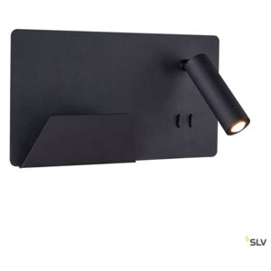 SLV 1003455 Somnila Flex, nástěnné svítidlo k posteli, LED 13W 3000K, černá, verze vlevo, USB přípojka