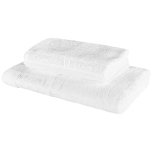 EMI Sada 2 kusů bílé bambusové osušky a ručníku 70x140,50x100