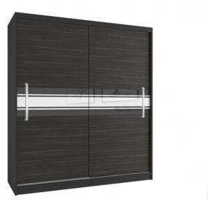 Šatní skříň s posuvnými dveřmi se skleněným vzorem šířka 133 cm černý korpus - 4 varianty 63