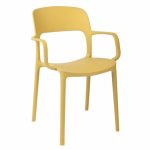 Plastová jídelní židle v olivové barvě s područkami DO116