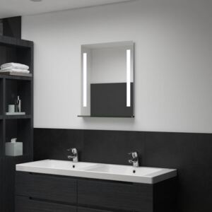 Koupelnové nástěnné zrcadlo s LED světlem a policí 50 x 70 cm