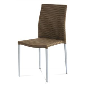 Autronic SOF039 - Zahradní židle, umělý ratan, kovová podnož, stříbrný lak, stohovatelná