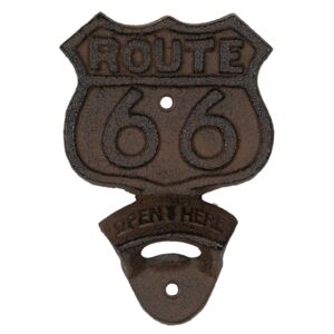 Nástěnný hnědo černý litinový otvírák Route 66 - 10*3*13 cm