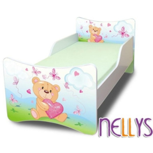 NELLYS Dětská postel se zábranou Míša Srdce New - 180x90 cm