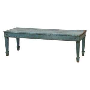 Sanu Babu Konferenční stolek z teakového dřeva, tyrkysová patina, 185x68x61cm