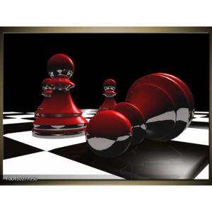 Obraz červených pěšců na šachovnici (F004102F7050)